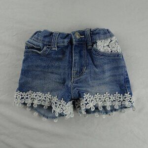 Wonder Nation Girl Youth Jean Short with Lace Flowers Size 3T